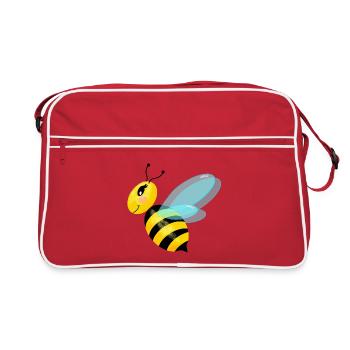 Fliegende anmutige Biene - Retro Tasche - Rot/Weiß - Vorne