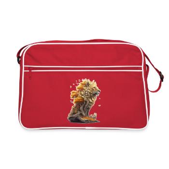 Lion with savannah elements, lion design - Retro Bag - red/white - Front