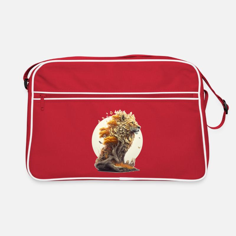 Lion avec corps de savane, design abstrait de lion Sac Retro