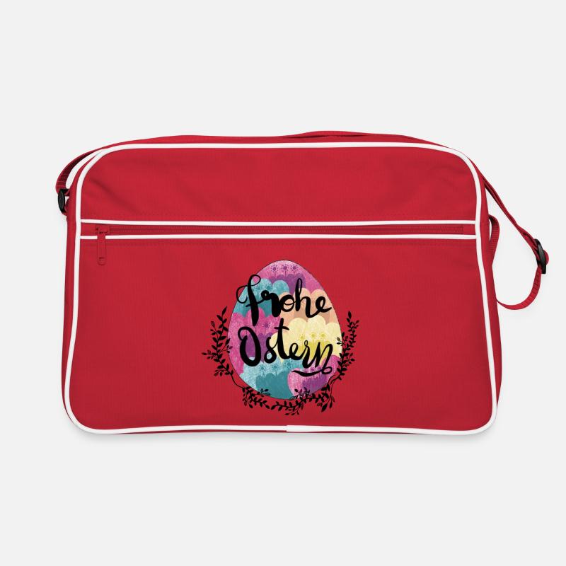 Fleurs d’oeufs de Pâques Joyeuses Pâques - Sac Retro - rouge/blanc
