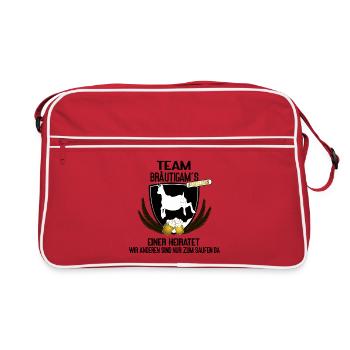 Team Bräutigam´s - einer heiratet, der Rest trinkt - Retro Tasche - Rot/Weiß - Vorne