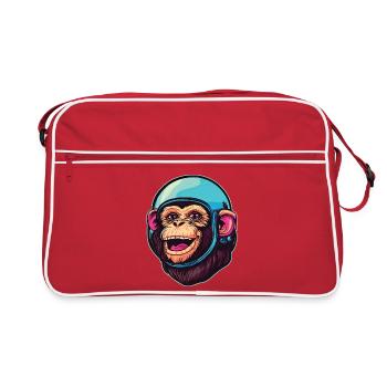 Weltraum-Affe - Retro Tasche - Rot/Weiß - Vorne