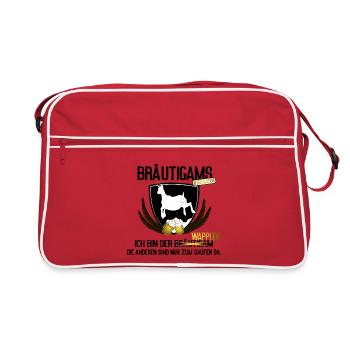 Bräutigam JGA Männer Saufen Humor, bräutigams - Retro Tasche - Rot/Weiß - Vorne