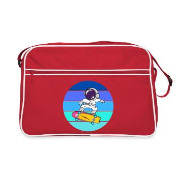 Astronaut, Weltraum, Kosmonaut - Retro Tasche - Rot/Weiß - Vorne