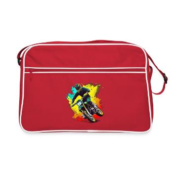 Motocross Farbexplosion - Retro Tasche - Rot/Weiß - Vorne