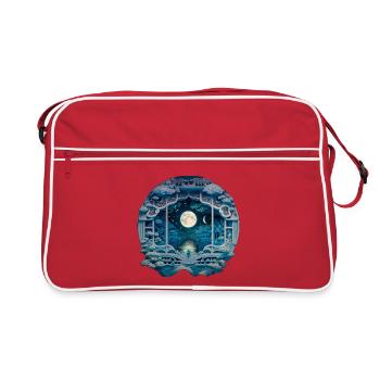 Nuit au clair de lune dans le pavillon du jardin bleu - Sac Retro - rouge/blanc - Devant