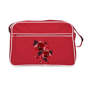 Deux belles roses rouges fascinantes - Sac Retro - rouge/blanc - Devant