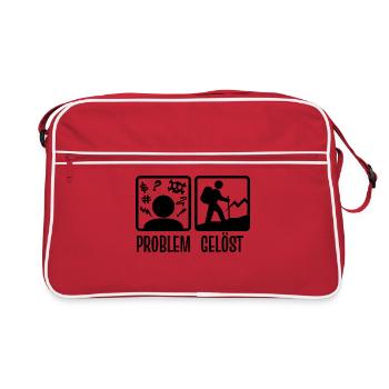 Berggipfel Wandern Wanderer Bergwanderung Spruch - Retro Tasche - Rot/Weiß - Vorne