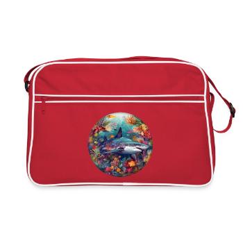 Requin sous-marin dans un récif corallien Photo circulaire - Sac Retro - rouge/blanc - Devant