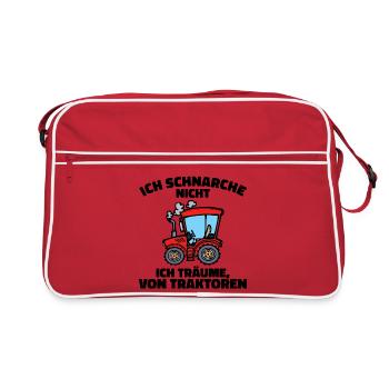 Traktor Statement Fahrzeug Ackerbau Biobauer - Retro Tasche - Rot/Weiß - Vorne
