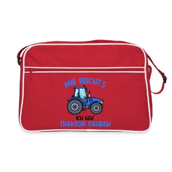 Traktor Statement Nutzfahrzeug Landleben Ackerbau - Retro Tasche - Rot/Weiß - Vorne