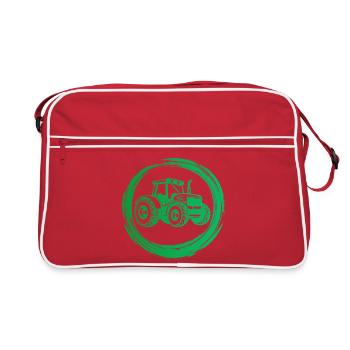 Traktor Fahrzeug Nutzfahrzeug Landleben Ackerbau - Retro Tasche - Rot/Weiß - Vorne