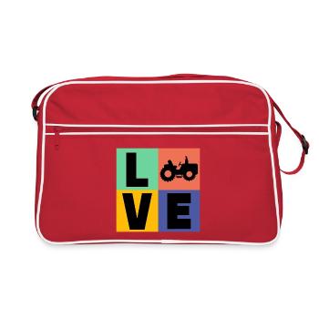 Traktor Spruch Landwirtschaft Schlepper Biobauer - Retro Tasche - Rot/Weiß - Vorne