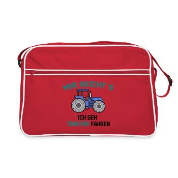 Traktor Statement Bauer Ackerbau Kraftfahrzeug - Retro Tasche - Rot/Weiß - Vorne