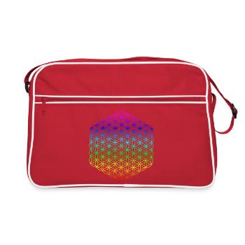 Flower of Life - 5th Dimension - Mandala - Retro Bag - red/white - Front