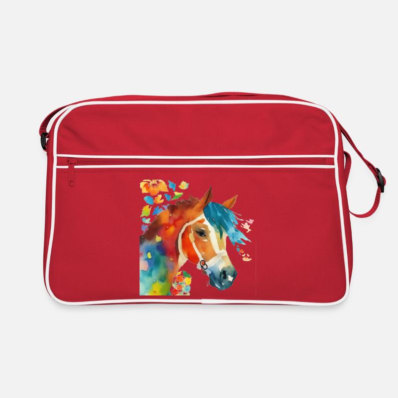 Pferdeglück - Retro Tasche - Rot/Weiß