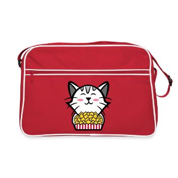 Cat Movies Popcorn Cinema Binge Watching Cineaste - Sac Retro - rouge/blanc - Devant