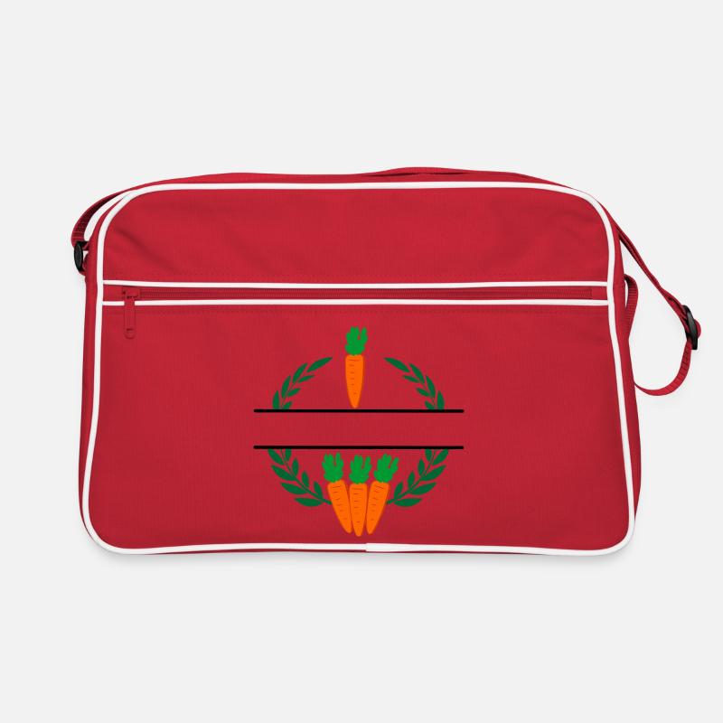 Wurzeln im Lorbeerkranz mit orangefarbenen Karotten Retro Tasche