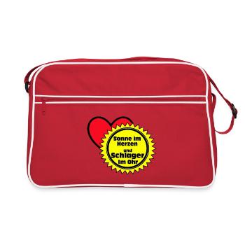 Schlager Party , Schlager Musik , Sonne im Herzen - Retro Tasche - Rot/Weiß - Vorne