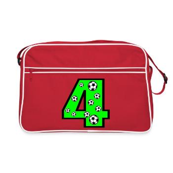4th Birthday Four-Year-Old - Football - Number 4 FOUR - Retro Bag - red/white - Front