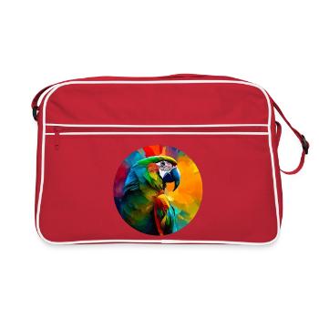 Colored macaw parrot - Retro Bag - red/white - Front