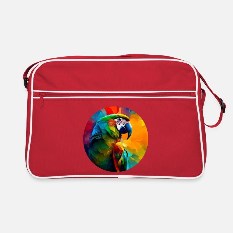 Bunter Papagei - Retro Tasche - Rot/Weiß