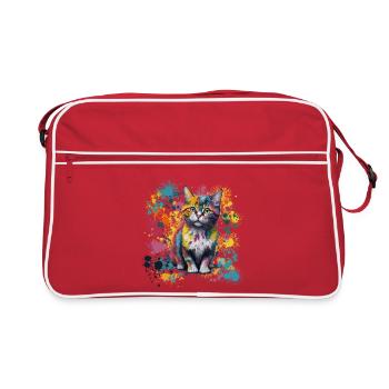 Chat coloré mignon pour les fans de chats - Sac Retro - rouge/blanc - Devant