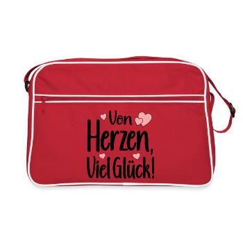 GLÜCKWUNSCH Von Herzen - VIEL GLÜCK SPRÜCHE - Retro Tasche - Rot/Weiß - Vorne