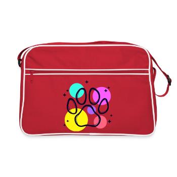 Animaux domestiques, Chien, Animal préféré, Chat, Jouet en peluche - Sac Retro - rouge/blanc - Devant