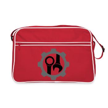 Gear / gear wheel and wrench - Retro Bag - red/white - Front