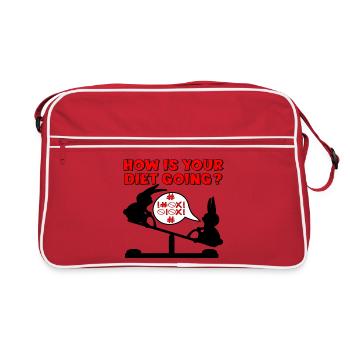 WIE LÄUFT DIE DIÄT - KANINCHEN LUSTIG - Retro Tasche - Rot/Weiß - Vorne