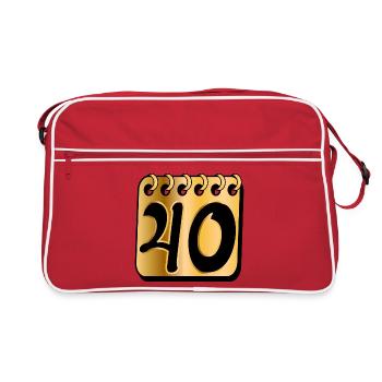 Zahl Vierzig - 40. Geburtstag - Retro Tasche - Rot/Weiß - Vorne