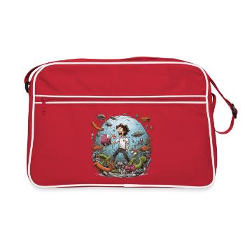 Drôle de t-shirt humain confus de planète extraterrestre - Sac Retro - rouge/blanc - Devant