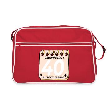 40. Geburtstag - Geburtstagsliste VIERZIG - Retro Tasche - Rot/Weiß - Vorne