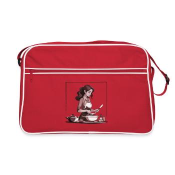 woman cooking food | Woman cooking modified - Retro Bag - red/white - Front