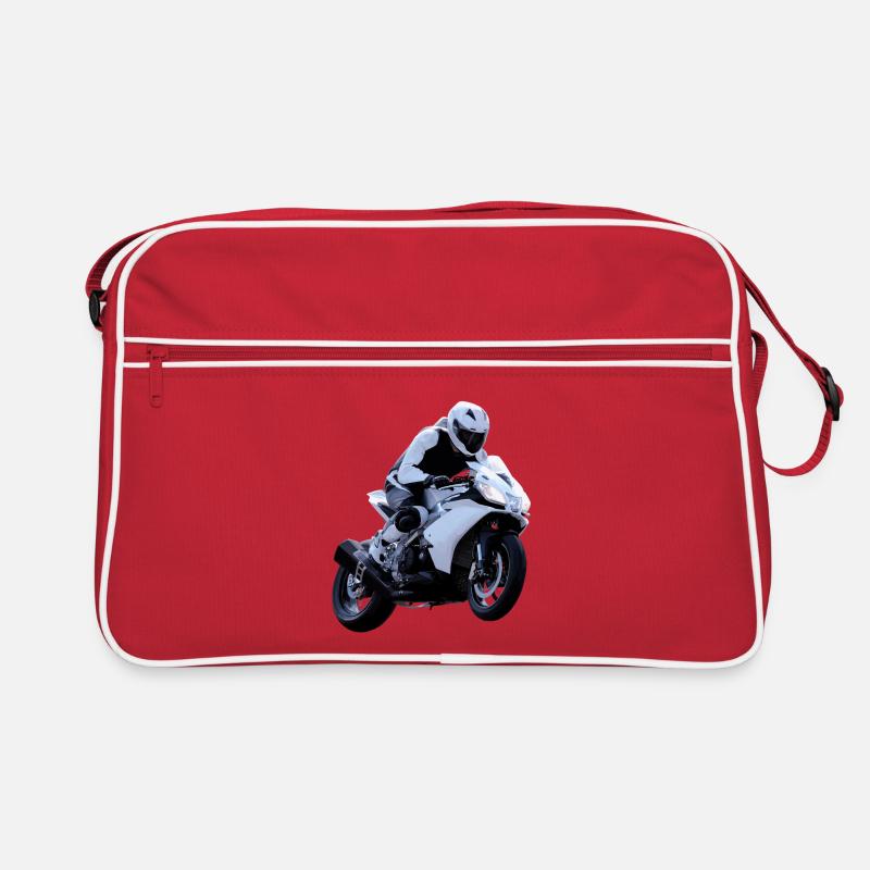 Motorrad - Retro Tasche - Rot/Weiß