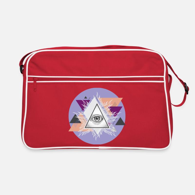 Oeil triangulaire géométrique avec auras - Sac Retro - rouge/blanc