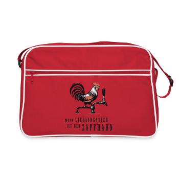 mein lieblingstier ist der zapfhahn bier lustig - Retro Tasche - Rot/Weiß - Vorne