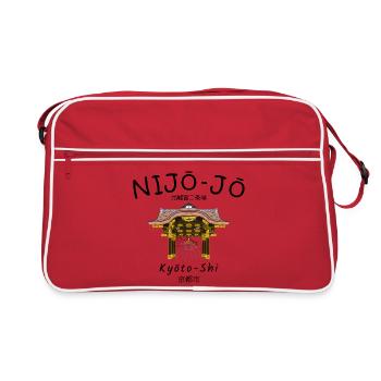 Nijo-jo Castle, Kyoto Imperial Villa, Japan, drawing - Retro Bag - red/white - Front