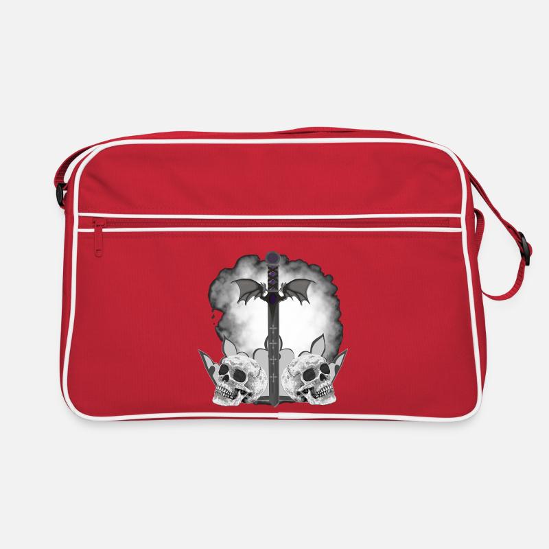 Menschenschädel, Schwerter, Dämonenflügel, vanitas Retro Tasche