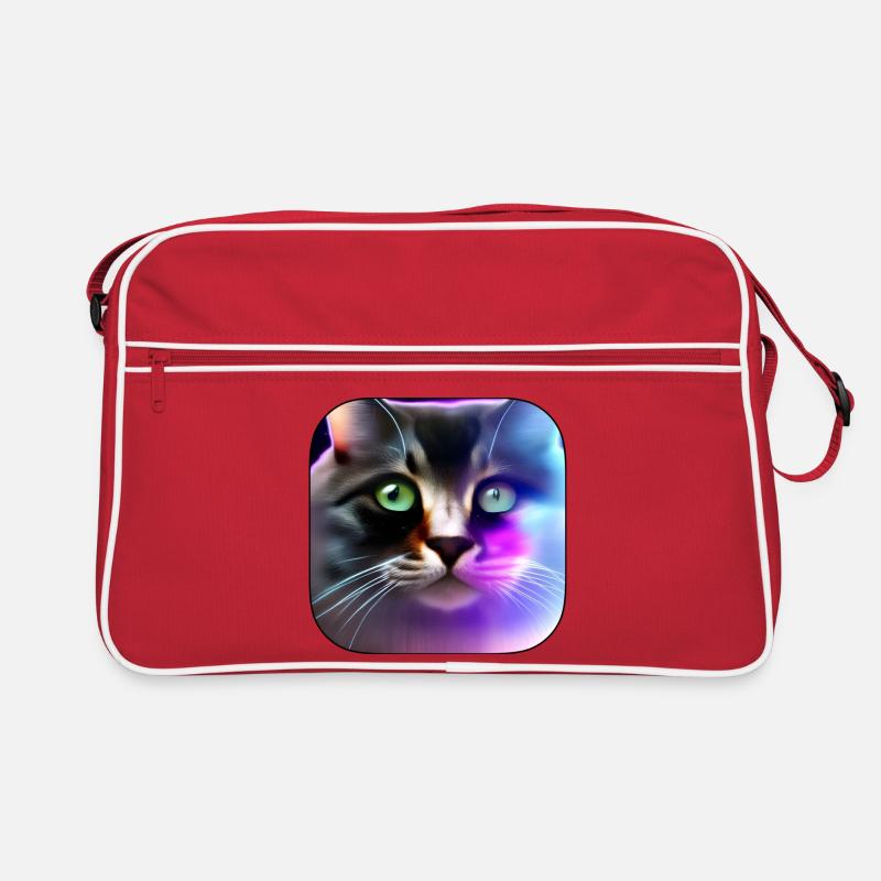 Portrait de jeu couleur néon de chat Sac Retro