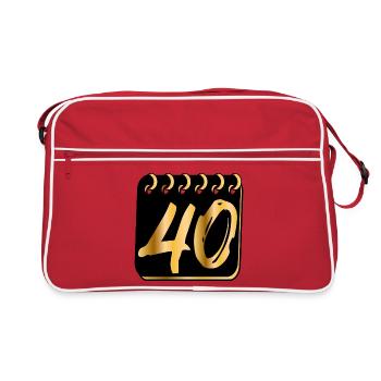 ZAHL 40 - Vierzig - 40. Geburtstag - Retro Tasche - Rot/Weiß - Vorne