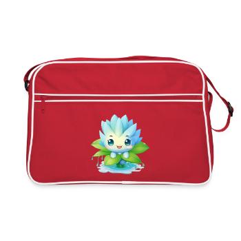 Kawaii Male on Water Lily – Blue Design - Retro Bag - red/white - Front
