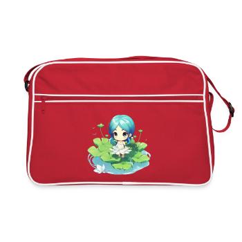 Kawaii Girl sur les Nénuphars – Un design mignon - Sac Retro - rouge/blanc - Devant