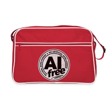 AI Free - No Artificial Intelligence - Retro Bag - red/white - Front