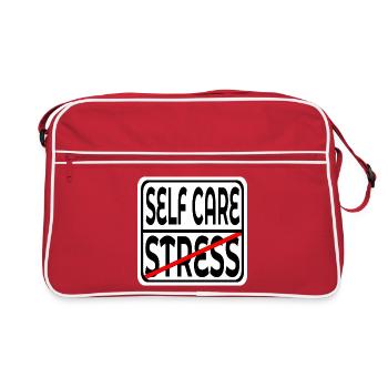 STOP STRESS - FOCUS SELF CARE SIGN - Retro Bag - red/white - Front