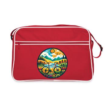 Illustration d’aventure en vélo de gravier - Sac Retro - rouge/blanc - Devant