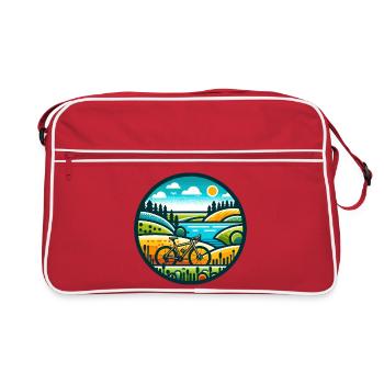 Cycling Adventure Through Nature - Gravel Bike - Retro Bag - red/white - Front