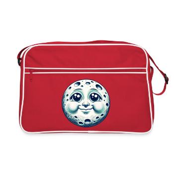 Funny Moon with Face - Retro Bag - red/white - Front