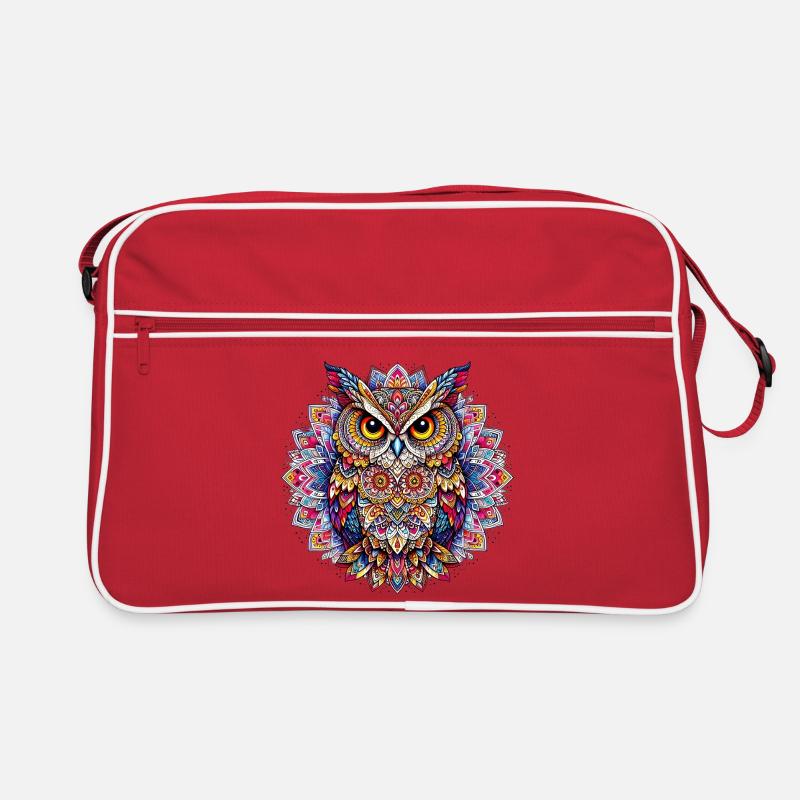 Eule mit Mandalas verziert Retro Tasche